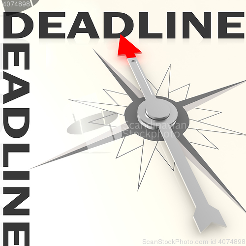Image of Compass with deadline word isolated