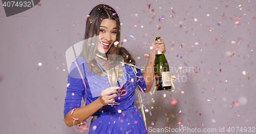 Image of Sexy young woman celebrating New Year