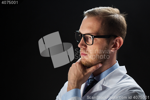 Image of close up of male doctor in white coat