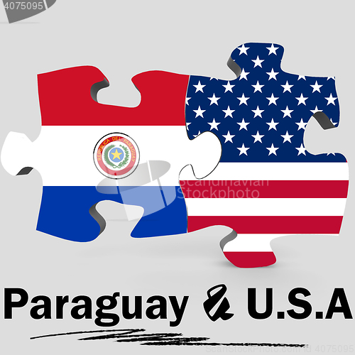 Image of USA and Paraguay flags in puzzle 