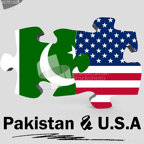 Image of USA and Pakistan flags in puzzle 