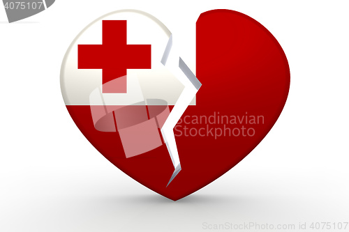 Image of Broken white heart shape with Tonga flag