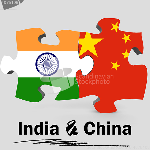 Image of China and India flags in puzzle 