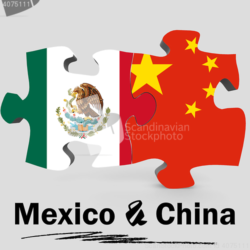 Image of China and Mexico flags in puzzle 