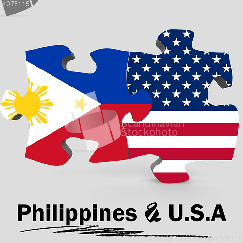 Image of USA and Philippines flags in puzzle 