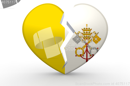 Image of Broken white heart shape with Vatican City flag