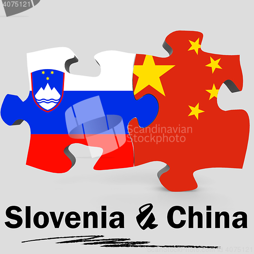 Image of China and Slovenia flags in puzzle 
