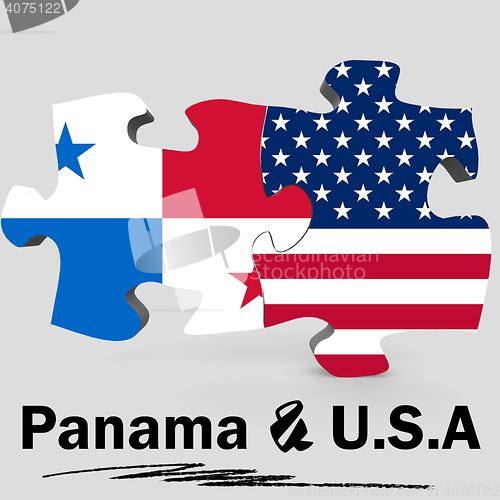 Image of USA and Panama flags in puzzle 