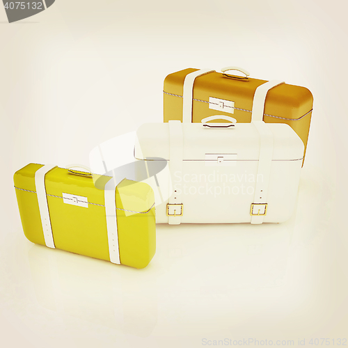 Image of travel bags on white . 3D illustration. Vintage style.