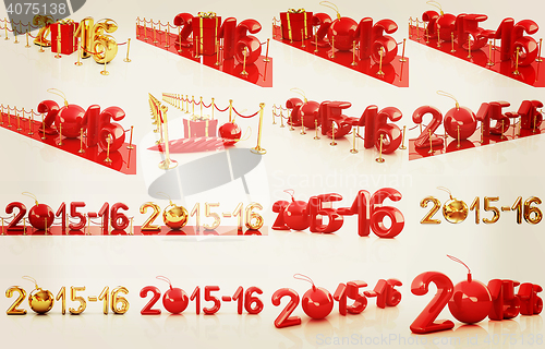 Image of Set of Happy new 2016 year on New Year\'s path to the success. 3D