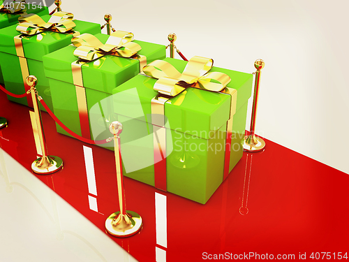 Image of Beautiful Christmas gifts on New Year\'s path to the success. 3D 