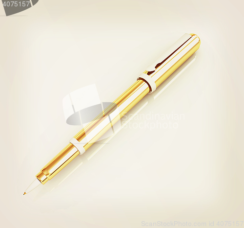 Image of Gold corporate pen design . 3D illustration. Vintage style.