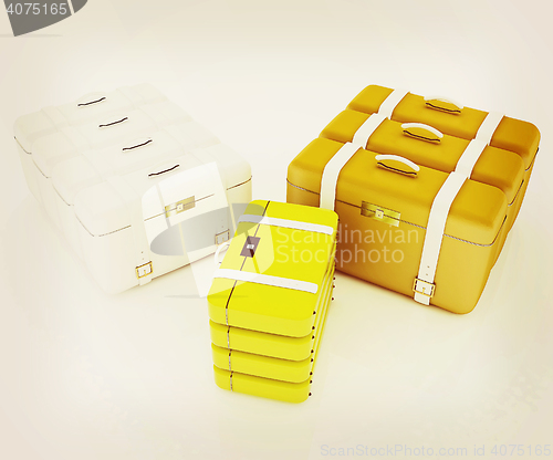 Image of travel bags on white . 3D illustration. Vintage style.