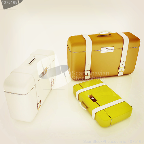 Image of travel bags on white . 3D illustration. Vintage style.