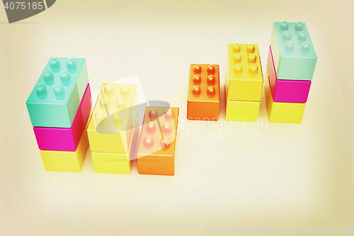 Image of Building blocks efficiency concept on white . 3D illustration. V