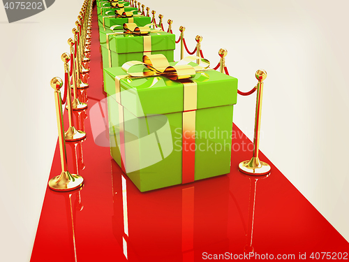 Image of Beautiful Christmas gifts on New Year\'s path to the success. 3D 