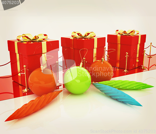 Image of Beautiful Christmas gifts. 3D illustration. Vintage style.