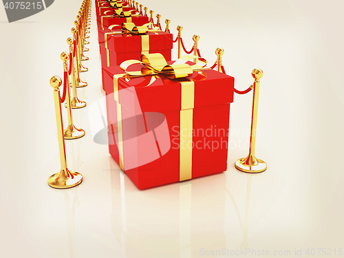 Image of Beautiful Christmas gifts on New Year\'s path to the success. 3D 