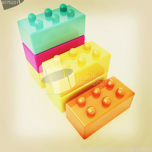 Image of Building blocks efficiency concept on white . 3D illustration. V