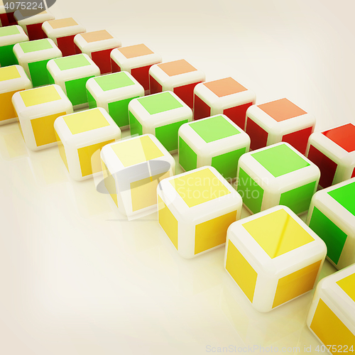 Image of Abstract colorfull blocks 3d. 3D illustration. Vintage style.