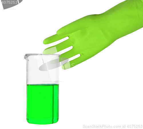 Image of Green glove and a test tube