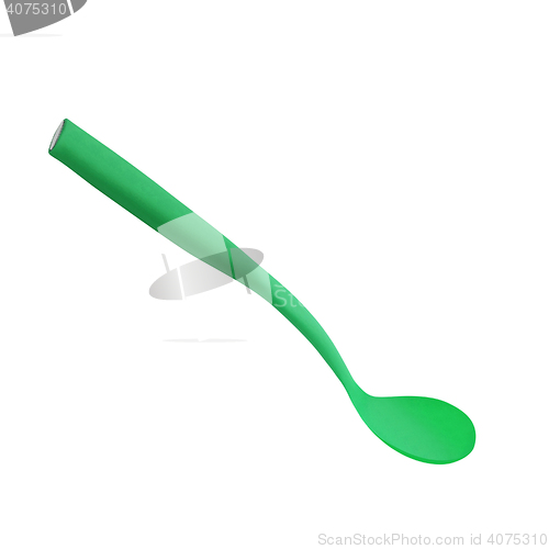 Image of simple bright green plastic spoon