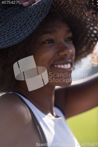 Image of Close up portrait of a beautiful young african american woman sm