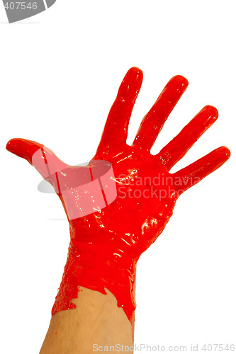 Image of Red paint on hand