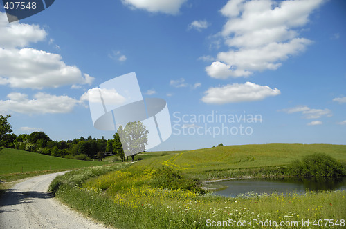 Image of Landscape with lake and path