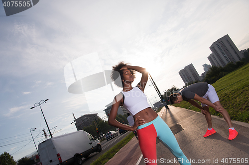 Image of multiethnic group of people on the jogging