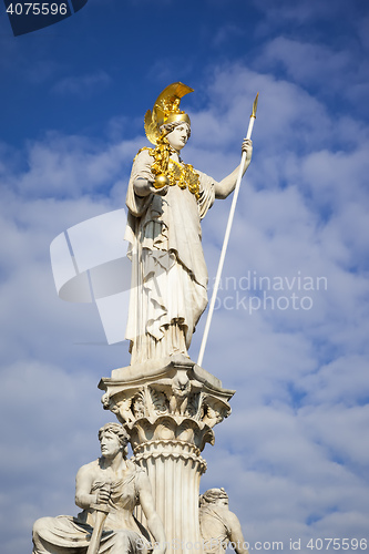 Image of Athena Statue in front of the Parliament in Vienna Austria