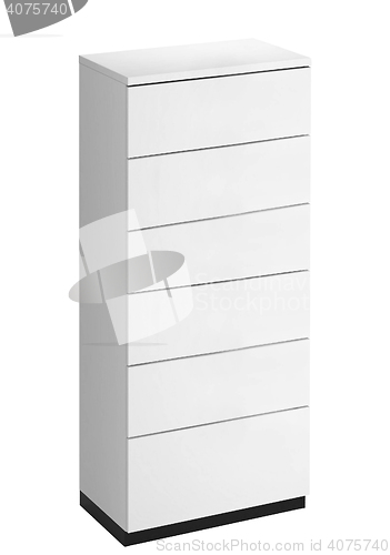 Image of White wooden drawers cabinet