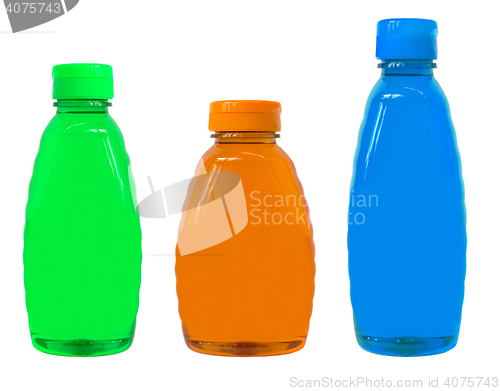 Image of plastic bottles of body care and beauty products