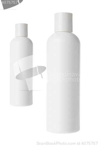 Image of Shampoo bottles on white