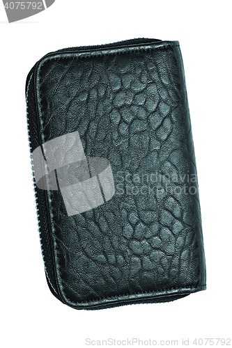 Image of Closeup of black leather wallet