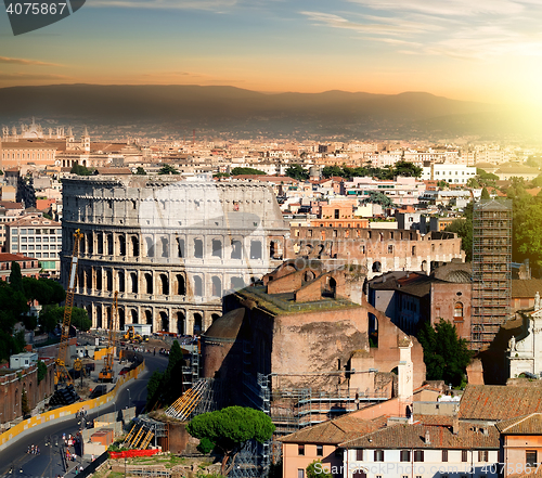 Image of Colosseum at sunset