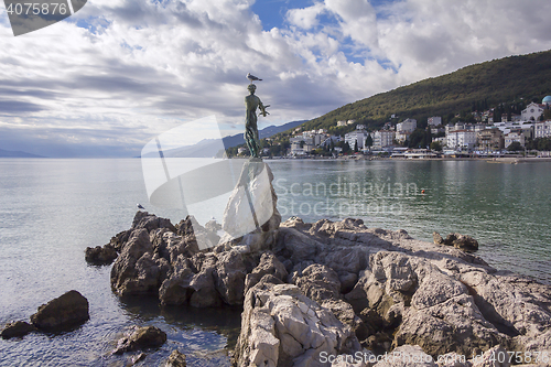 Image of Seascape Opatija in Croatia with Sculpture of the woman with the