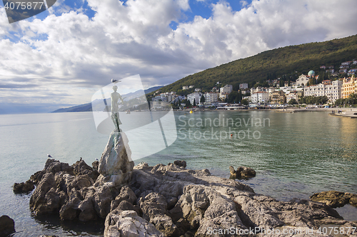 Image of Seascape Opatija in Croatia with Sculpture of the woman with the