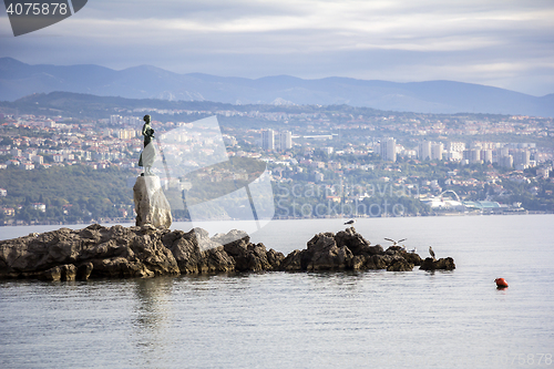 Image of Seascape Opatija in Croatia with Sculpture of the woman with the