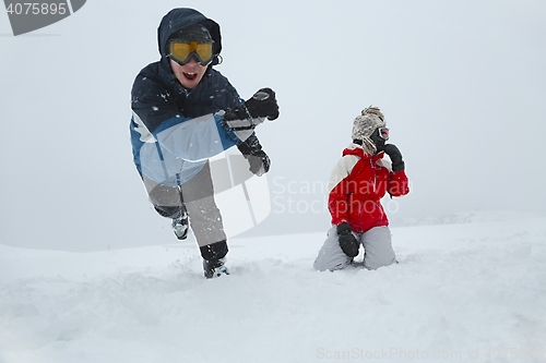 Image of Skiers playing in the snow