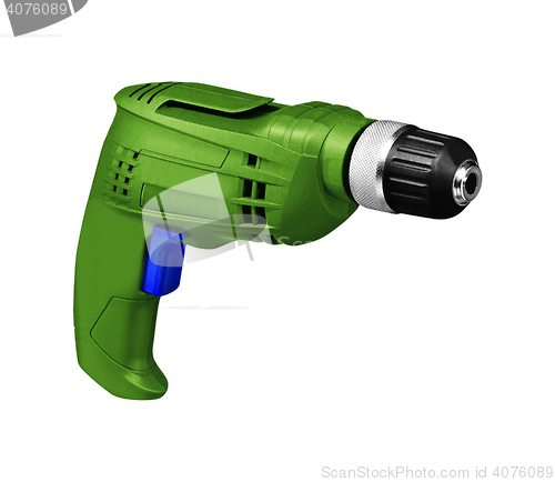 Image of Green screwdriver drill isolated 