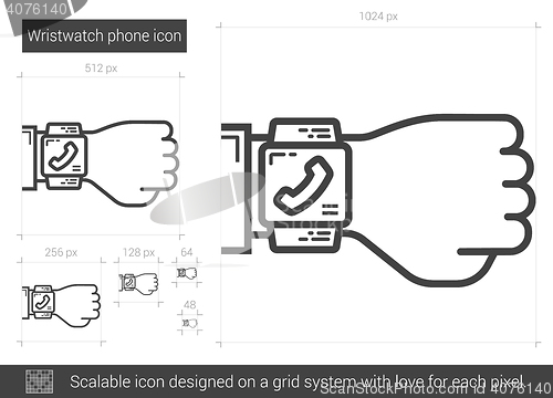 Image of Wristwatch phone line icon.