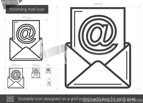 Image of Incoming mail line icon.