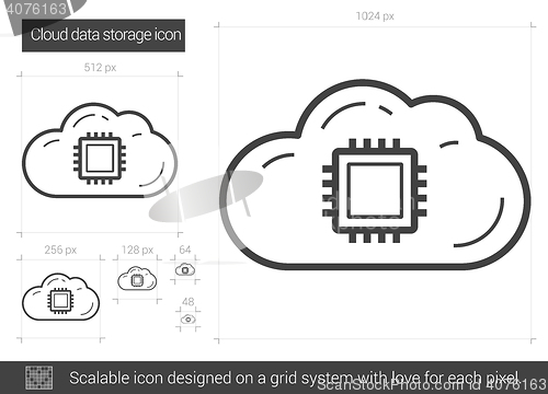 Image of Cloud data storage line icon.