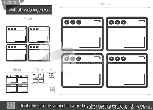 Image of Multiple webpage line icon.
