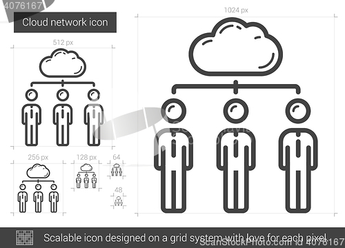 Image of Cloud network line icon.