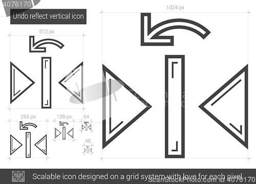 Image of Undo reflect vertical line icon.