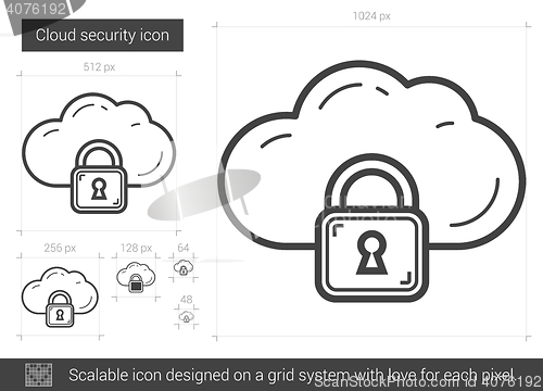 Image of Cloud security line icon.