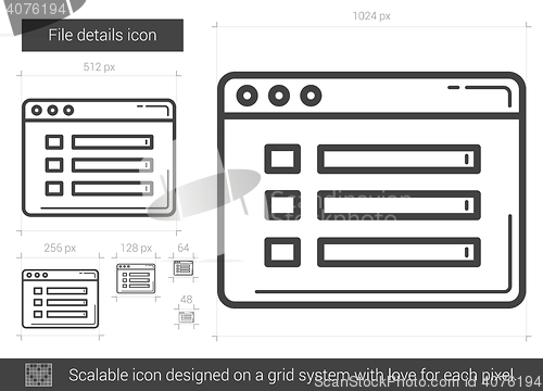 Image of File details line icon.