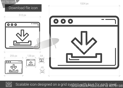 Image of Download file line icon.